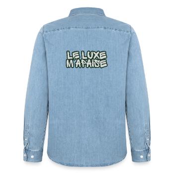 French Graffiti Luxury - Men’s Organic Denim Shirt by Stanley/Stella - light wash - Back - AI Model Male 185 light (185cm)