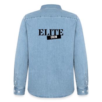 Elite Crew - Team Group Party Squad Member - Men’s Organic Denim Shirt by Stanley/Stella - light wash - Back - AI Model Male 185 light (185cm)