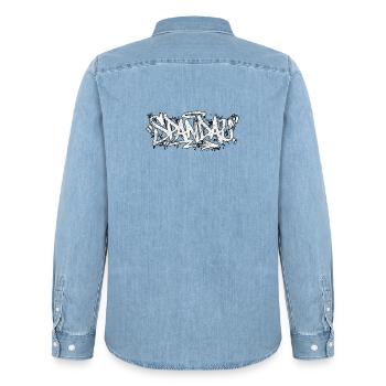 Berlin Spandau Graffiti Oldschool Hip Hop - Männer Jeanshemd Organic von Stanley/Stella - verwaschenes Hellblau - Hinten - AI Model Male 185 light (185cm)