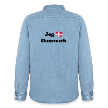 Jeg elsker Danmark - I love Denmark - Men’s Organic Denim Shirt by Stanley/Stella - light wash - Back - AI Model Male 185 light (185cm)