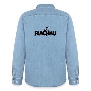 Flachau Ski Skifahren Wintersport - Männer Jeanshemd Organic von Stanley/Stella - verwaschenes Hellblau - Hinten - AI Model Male 185 light (185cm)