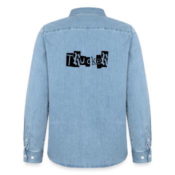 trucker truck babe lkw laster road trip transport - Männer Jeanshemd Organic von Stanley/Stella - verwaschenes Hellblau - Hinten - AI Model Male 185 light (185cm)