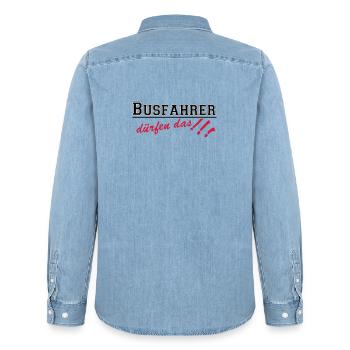 Busfahrer Bus Omnibus Kraftfahrer dürfen...(25) - Männer Jeanshemd Organic von Stanley/Stella - verwaschenes Hellblau - Hinten - AI Model Male 185 light (185cm)
