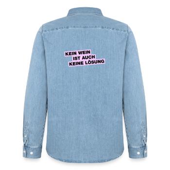 Kein WEIN ist auch keine Lösung - Männer Jeanshemd Organic von Stanley/Stella - verwaschenes Hellblau - Hinten - AI Model Male 185 light (185cm)