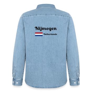 Nimwegen Niederlande - Stylische Drucke - Männer Jeanshemd Organic von Stanley/Stella - verwaschenes Hellblau - Hinten - AI Model Male 185 light (185cm)