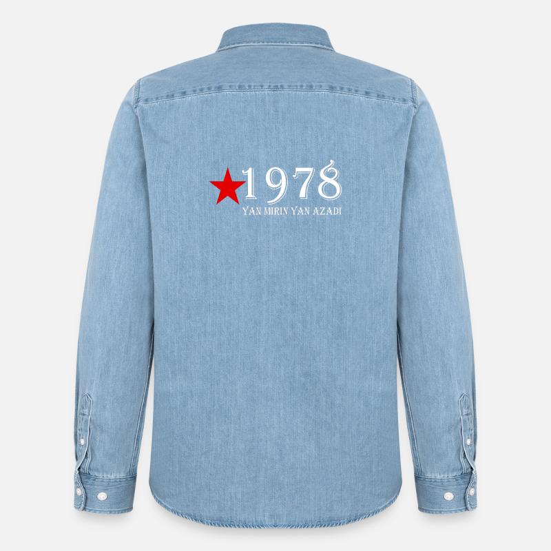 Kurdistan Curdi 1978 Van Mirin Van Azadi Design - Camicia in denim uomo bio di Stanley/Stella - azzurro chiaro slavato