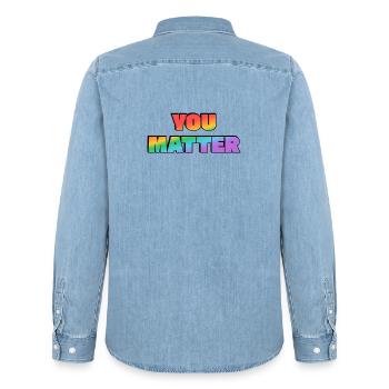 You Matter Regenbogen-Farbverlauf - Männer Jeanshemd Organic von Stanley/Stella - verwaschenes Hellblau - Hinten - AI Model Male 185 light (185cm)