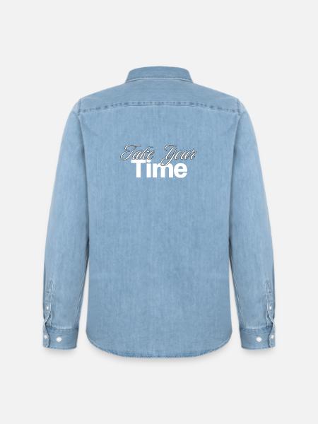 Take Your Time Design - Men’s Organic Denim Shirt by Stanley/Stella - light wash