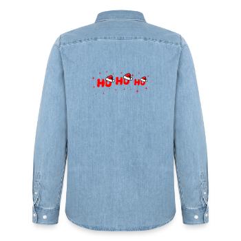 Ho Ho Ho Santa Schriftzug - Männer Jeanshemd Organic von Stanley/Stella - verwaschenes Hellblau - Hinten - AI Model Male 185 light (185cm)