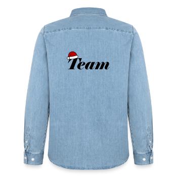 Team Christmas Christmas Hat - Men’s Organic Denim Shirt by Stanley/Stella - light wash - Back - AI Model Male 185 light (185cm)