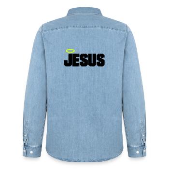 Mon Dieu - Chemise en denim homme bio Stanley/Stella - bleu clair délavé - Dos - AI Model Male 185 light (185cm)