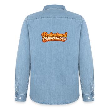 PROFESSIONAL OVERTHINKER VINTAGE - Männer Jeanshemd Organic von Stanley/Stella - verwaschenes Hellblau - Hinten - AI Model Male 185 light (185cm)