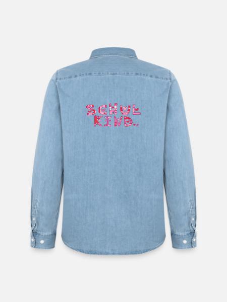 Schoolchild with hearts - Men’s Organic Denim Shirt by Stanley/Stella - light wash