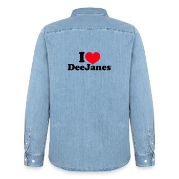 I Love DeeJanes - Men’s Organic Denim Shirt by Stanley/Stella - light wash - Back - AI Model Male 185 light (185cm)
