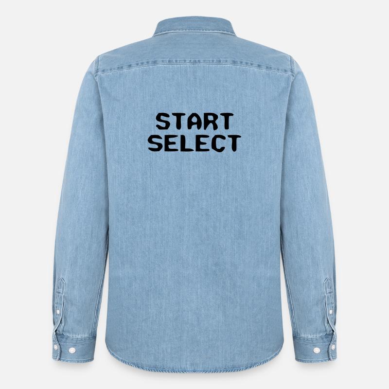 Start Select 8-Bit Text - Männer Jeanshemd Organic von Stanley/Stella - verwaschenes Hellblau