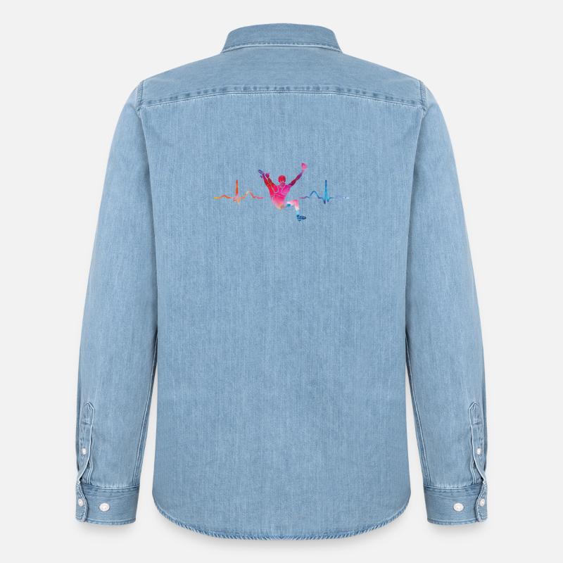 Boulderer Herzschlag Boulder Bouldern - Männer Jeanshemd Organic von Stanley/Stella - verwaschenes Hellblau