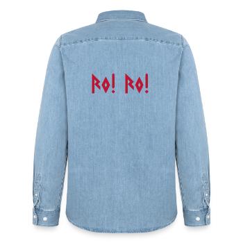 Calm! Calm! – Norwegian Viking - Men’s Organic Denim Shirt by Stanley/Stella - light wash - Back - AI Model Male 185 light (185cm)