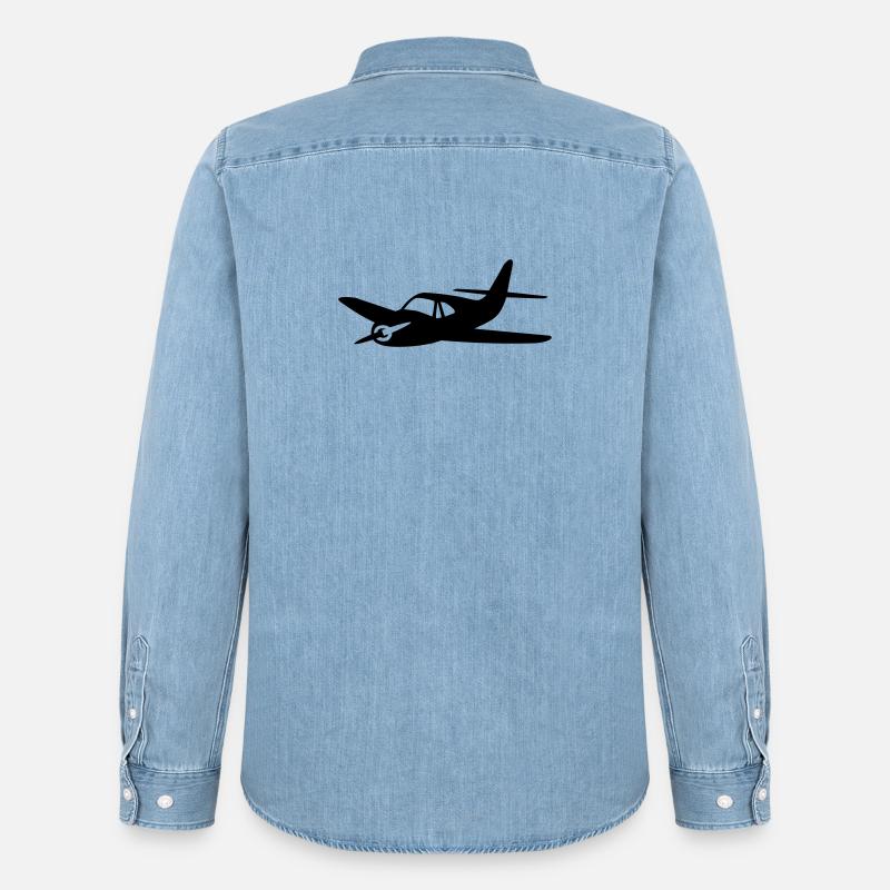 Propellerflugzeug - Männer Jeanshemd Organic von Stanley/Stella - verwaschenes Hellblau