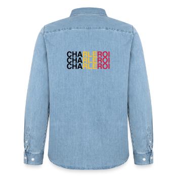 CHARLEROI Belgium Belgien Flagge - Männer Jeanshemd Organic von Stanley/Stella - verwaschenes Hellblau - Hinten - AI Model Male 185 light (185cm)
