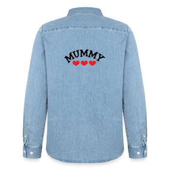 Maman / Fête des mères - Chemise en denim homme bio Stanley/Stella - bleu clair délavé - Dos - AI Model Male 185 light (185cm)