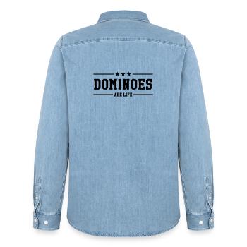Dominoes Are Life : Le Look des Passionnés - Chemise en denim homme bio Stanley/Stella - bleu clair délavé - Dos - AI Model Male 185 light (185cm)