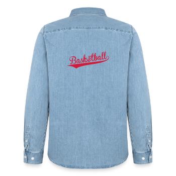 Basketball - Basket Ball - Game - Sport - Player - Men’s Organic Denim Shirt by Stanley/Stella - light wash - Back - AI Model Male 185 light (185cm)