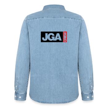 JGA Crew - Emblem - Männer Jeanshemd Organic von Stanley/Stella - verwaschenes Hellblau - Hinten - AI Model Male 185 light (185cm)