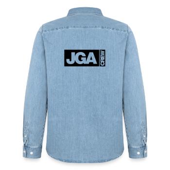 JGA Crew - Emblem - Männer Jeanshemd Organic von Stanley/Stella - verwaschenes Hellblau - Hinten - AI Model Male 185 light (185cm)