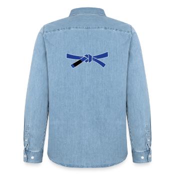 Bluebelt - Blue Belt - Men’s Organic Denim Shirt by Stanley/Stella - light wash - Back - AI Model Male 185 light (185cm)