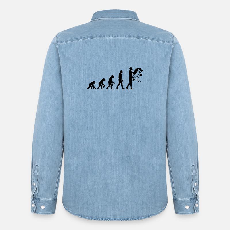 EVOLUTION HOBBYHORSING! STECKENPFERD LIEBE - Männer Jeanshemd Organic von Stanley/Stella - verwaschenes Hellblau
