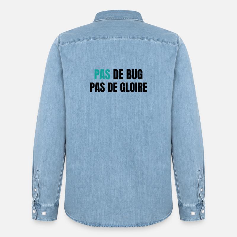 Pas de bug pas de gloire - Männer Jeanshemd Organic von Stanley/Stella - verwaschenes Hellblau