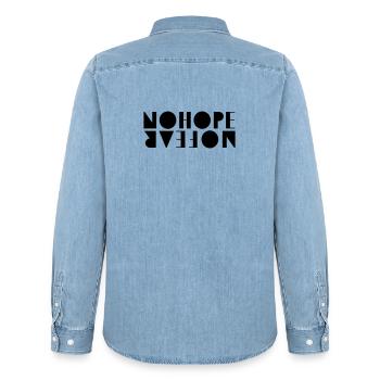 NoHopeNoFear - Männer Jeanshemd Organic von Stanley/Stella - verwaschenes Hellblau - Hinten - AI Model Male 185 light (185cm)