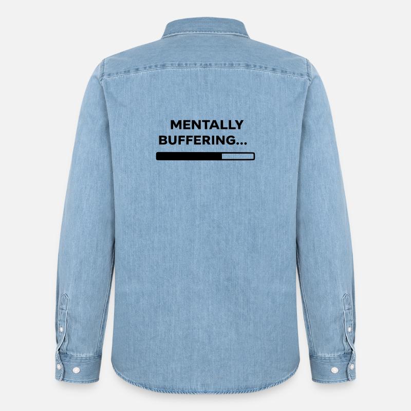 MENTALLY BUFFERING… | Minimal Loading Bar Design - Männer Jeanshemd Organic von Stanley/Stella - verwaschenes Hellblau
