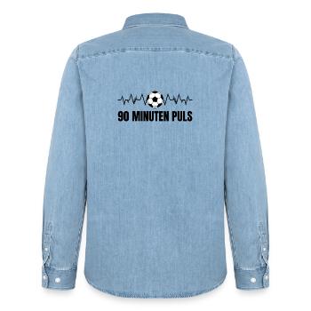 90 Minuten Puls Fußball Herzschlag Fan Design - Männer Jeanshemd Organic von Stanley/Stella - verwaschenes Hellblau - Hinten - AI Model Male 185 light (185cm)