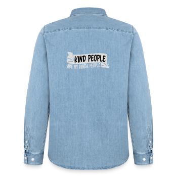 Les gens gentils sont mon genre de gentillesse - Chemise en denim homme bio Stanley/Stella - bleu clair délavé - Dos - AI Model Male 185 light (185cm)