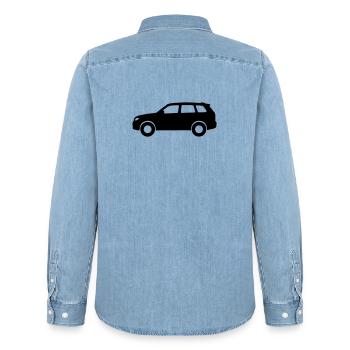 Car Silhouette - Men’s Organic Denim Shirt by Stanley/Stella - light wash - Back - AI Model Male 185 light (185cm)