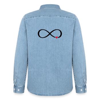 Unendlichkeitszeichen Herz Liebe Geschenk - Männer Jeanshemd Organic von Stanley/Stella - verwaschenes Hellblau - Hinten - AI Model Male 185 light (185cm)
