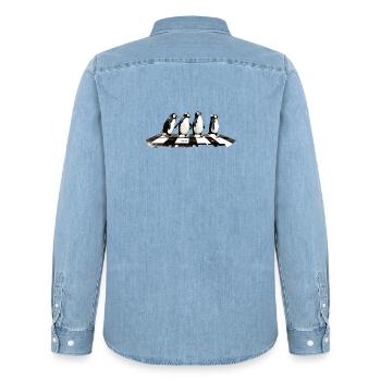 Pingouins - Chemise en denim homme bio Stanley/Stella - bleu clair délavé - Dos - AI Model Male 185 light (185cm)