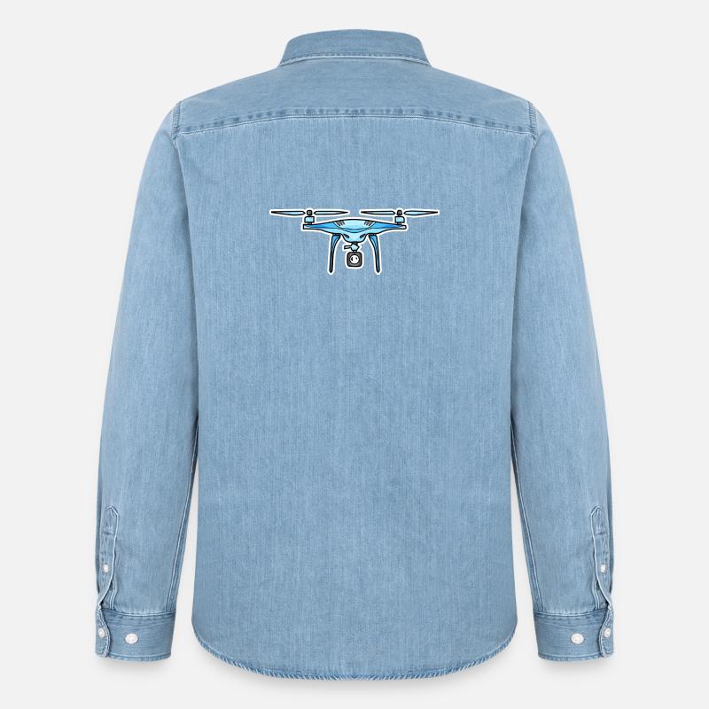 Drone Drone Drones - Chemise en denim homme bio Stanley/Stella - bleu clair délavé