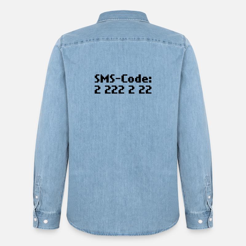 sms-code 2 222 2 22 - Männer Jeanshemd Organic von Stanley/Stella - verwaschenes Hellblau