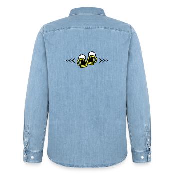 Beer Toast Symbol Beer Mug - Men’s Organic Denim Shirt by Stanley/Stella - light wash - Back - AI Model Male 185 light (185cm)