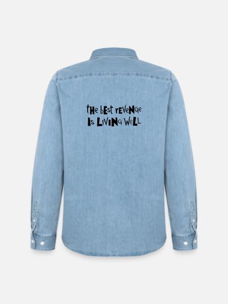 Best revenge ... by Cean - Men’s Organic Denim Shirt by Stanley/Stella - light wash