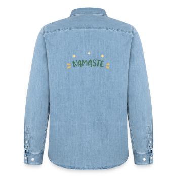 Namaste Yogi Vert Doux - Chemise en denim homme bio Stanley/Stella - bleu clair délavé - Dos - AI Model Male 185 light (185cm)