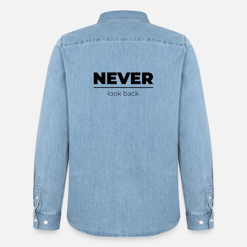 Never look back | Motivations Statement - Männer Jeanshemd Organic von Stanley/Stella - verwaschenes Hellblau