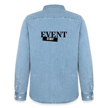 Event Staff - Crew Personnel Event Team - Men’s Organic Denim Shirt by Stanley/Stella - light wash - Back - AI Model Male 185 light (185cm)