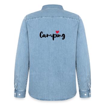 Camping Camper Herz Sommer Urlaub Wohnmobil Fan - Männer Jeanshemd Organic von Stanley/Stella - verwaschenes Hellblau - Hinten - AI Model Male 185 light (185cm)
