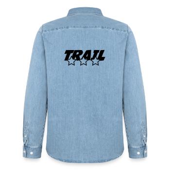 Laufen / Running / Jogging / Joggen / Marathon - Männer Jeanshemd Organic von Stanley/Stella - verwaschenes Hellblau - Hinten - AI Model Male 185 light (185cm)