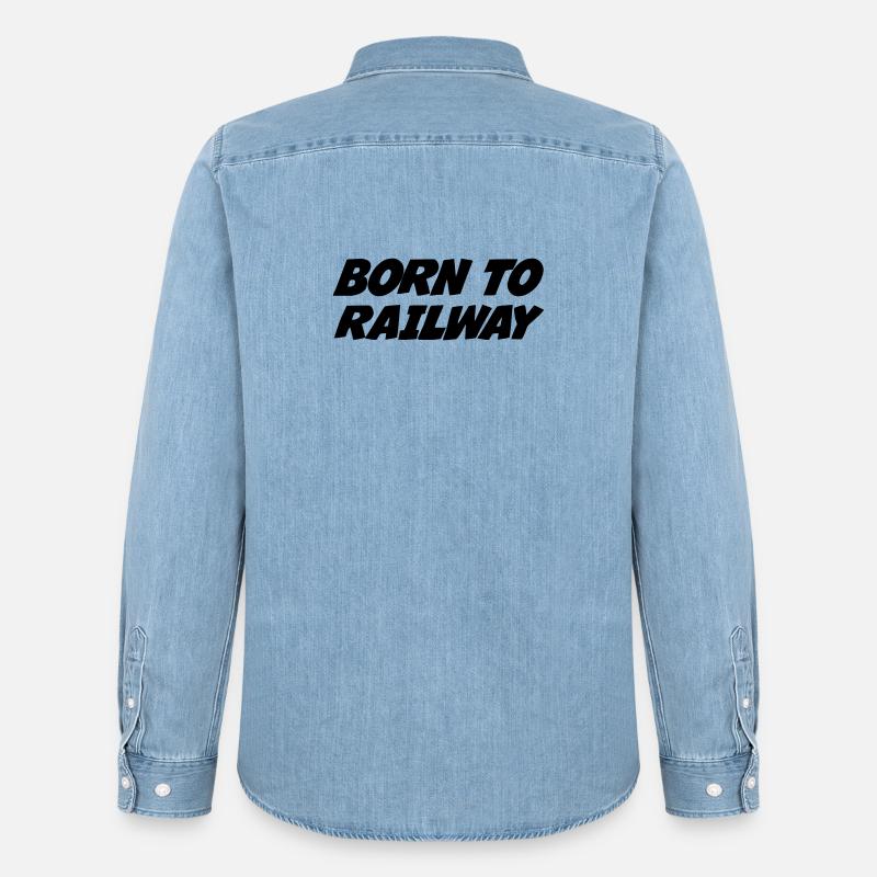 Eisenbahner / Eisenbahnen / Eisenbahn / Bahn - Männer Jeanshemd Organic von Stanley/Stella - verwaschenes Hellblau