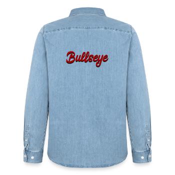 Fléchettes, fléchettes, fléchettes, t-shirt de fléchettes, chemise de fléchettes - Chemise en denim homme bio Stanley/Stella - bleu clair délavé - Dos - AI Model Male 185 light (185cm)