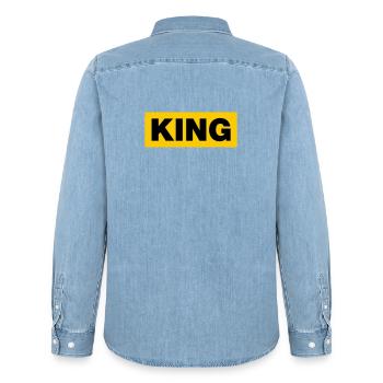 King / 2 Couleurs - Chemise en denim homme bio Stanley/Stella - bleu clair délavé - Dos - AI Model Male 185 light (185cm)